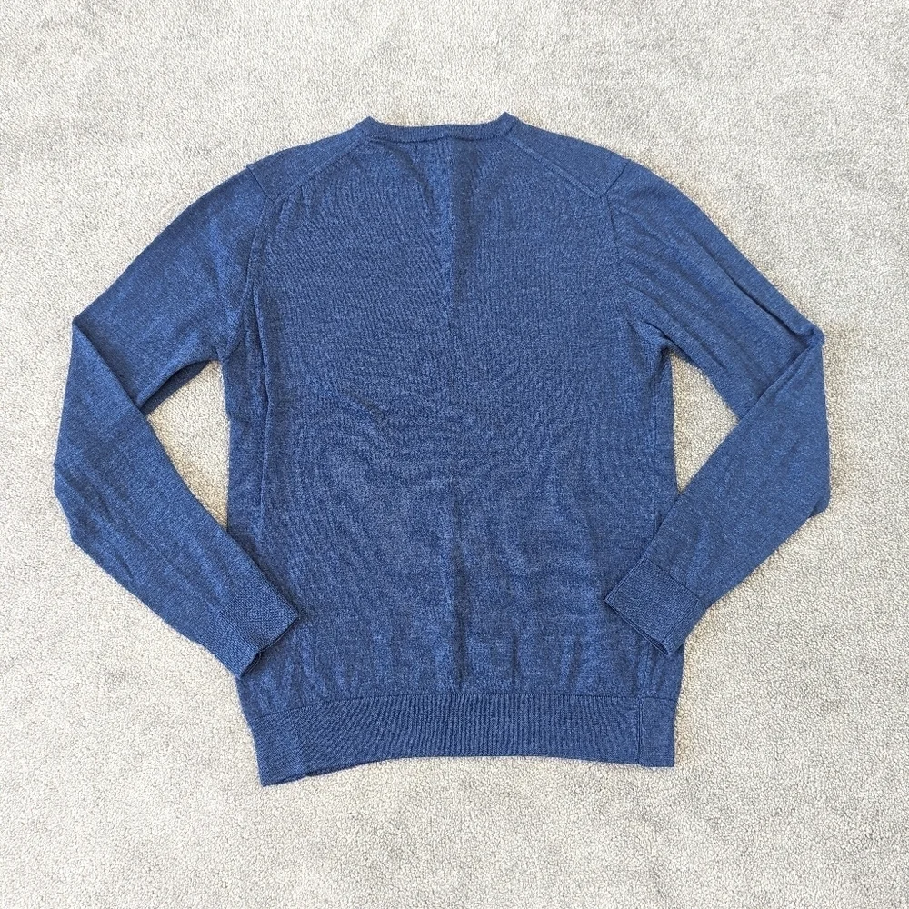Zara Wool Blue V-neck Sweater Women's Large - Picture 2 of 8